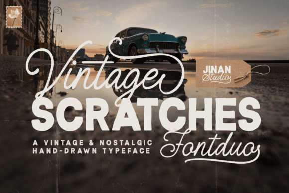 Vintage Scratches Duo: A Handwritten Script & Sans Serif Font for Timeless Branding